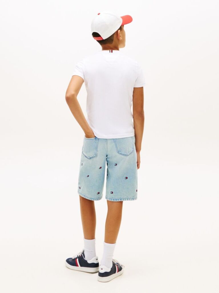 White Wavy Flag Jersey Crew Neck T-Shirt  Boys