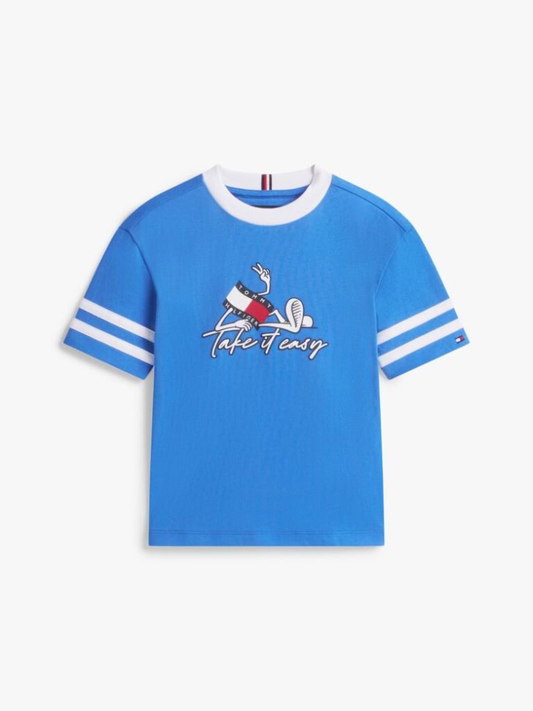 Blue Wavy Flag Graphic Jersey T-Shirt  Boys