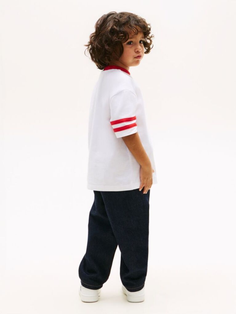 White Wavy Flag Graphic Jersey T-Shirt  Boys