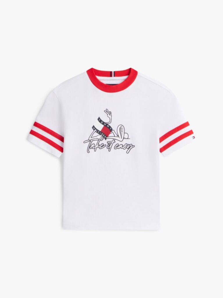 White Wavy Flag Graphic Jersey T-Shirt  Boys