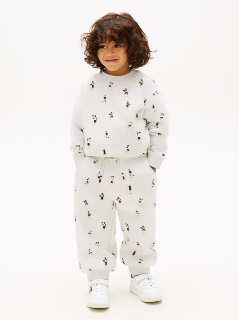 Grey Print Terry Cuffed Joggers  Boys
