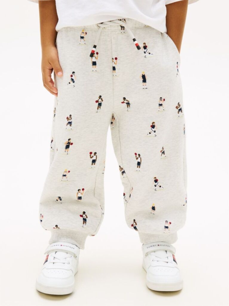 Grey Print Terry Cuffed Joggers  Boys