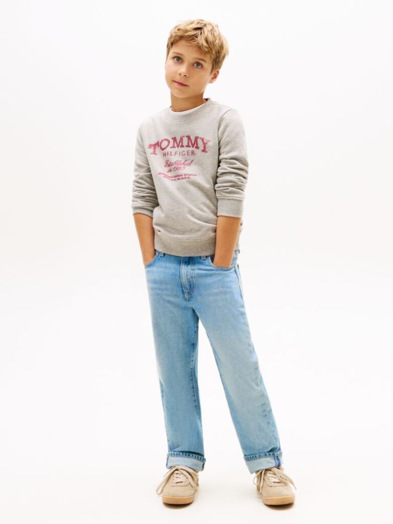 Grey Faded Logo Print Crew Neck Sweatshirt  Boys