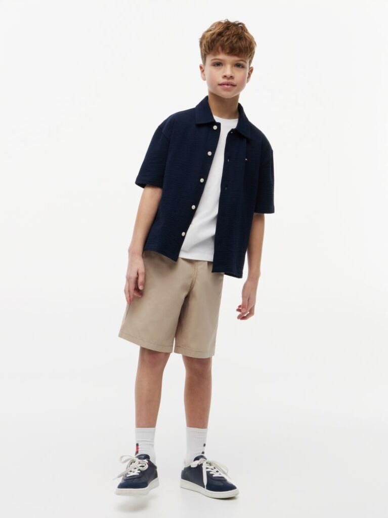 Blue Relaxed Fit Seersucker Short Sleeve Shirt  Boys