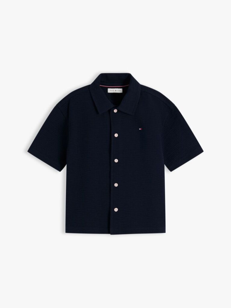 Blue Relaxed Fit Seersucker Short Sleeve Shirt  Boys
