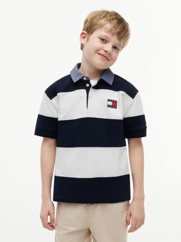 Multi Regular Fit Rugby Stripe Polo Shirt  Boys
