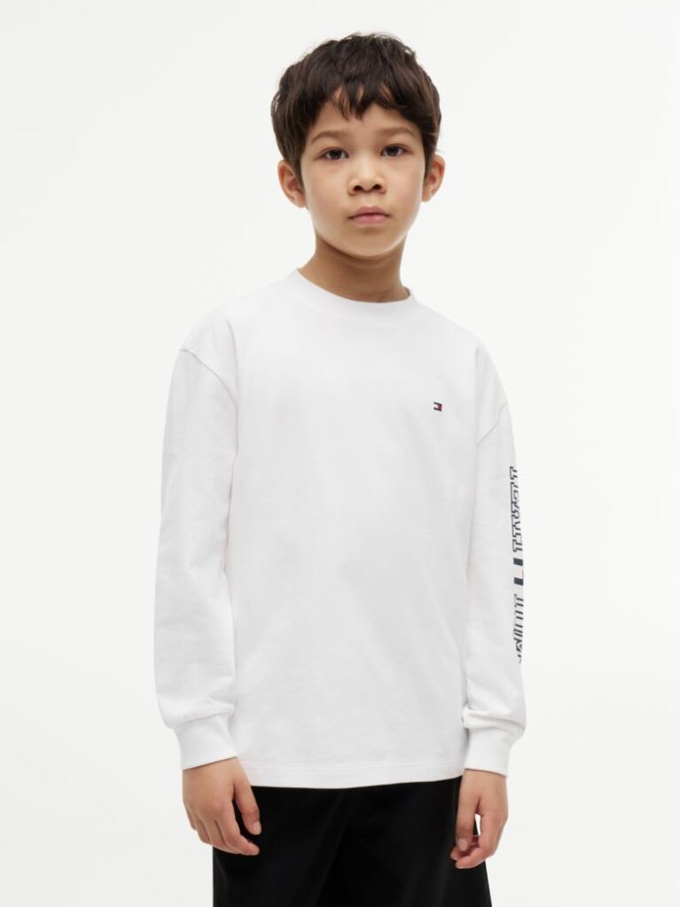 White Logo Long Sleeve T-Shirt  Boys