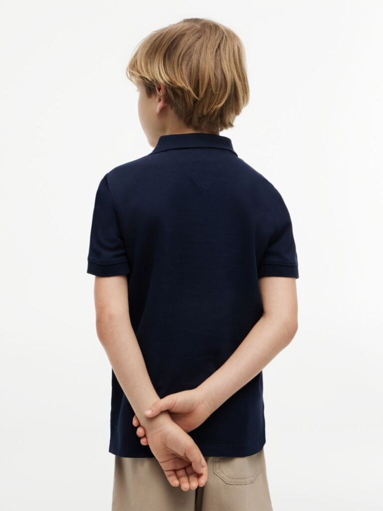 Blue Regular Fit Outline Flag Pique Polo Shirt  Boys