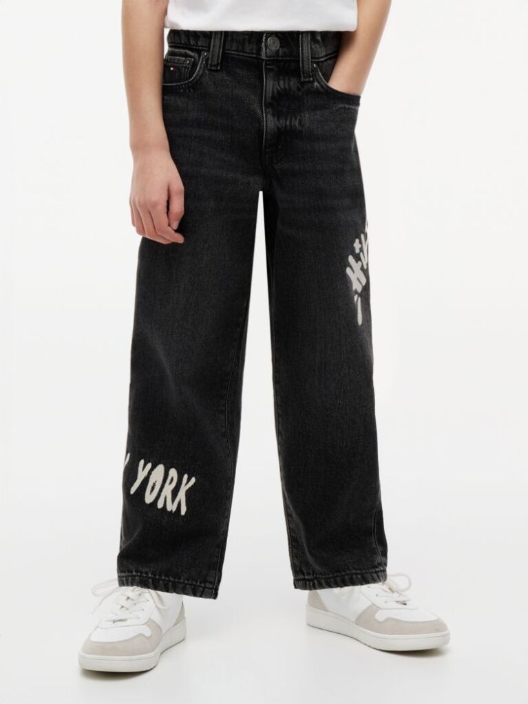 Denim Print Loose Relaxed Black Jeans  Boys