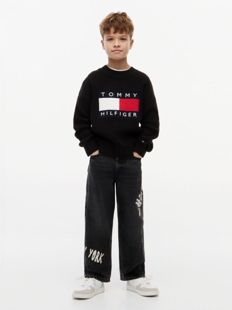 Denim Print Loose Relaxed Black Jeans  Boys