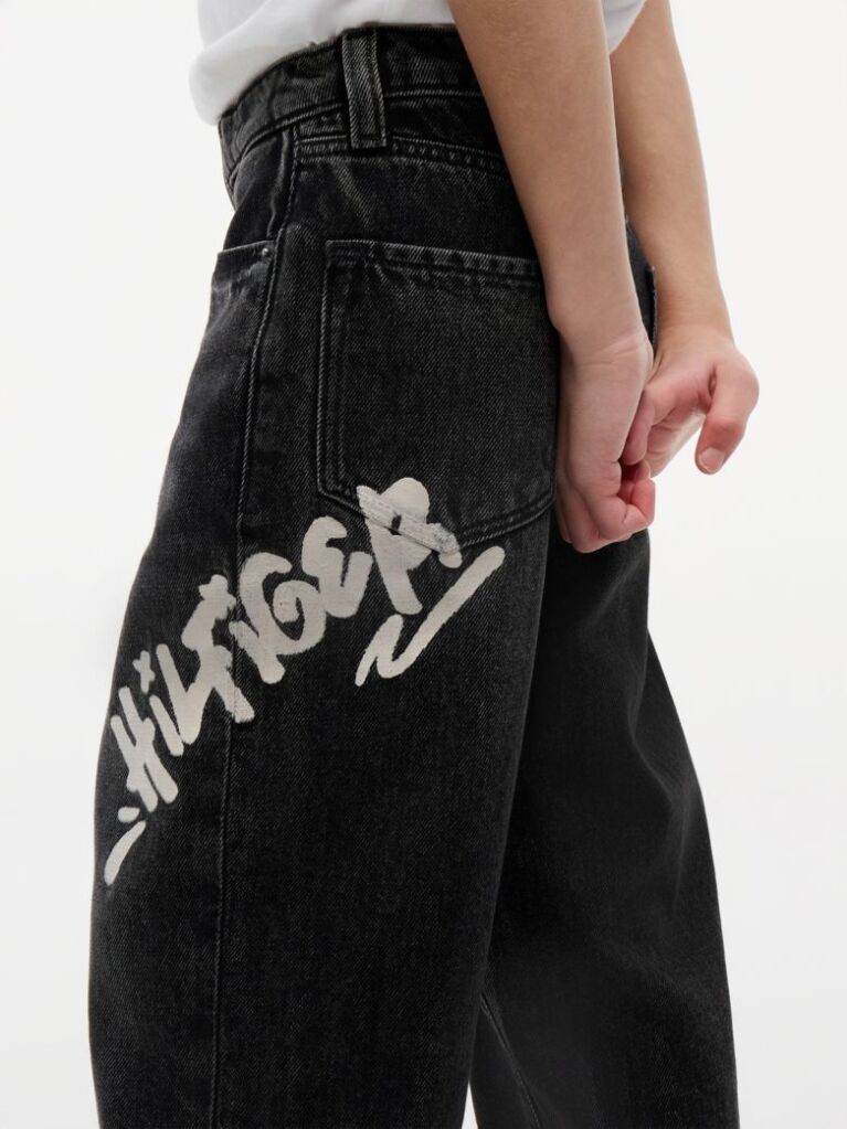 Denim Print Loose Relaxed Black Jeans  Boys