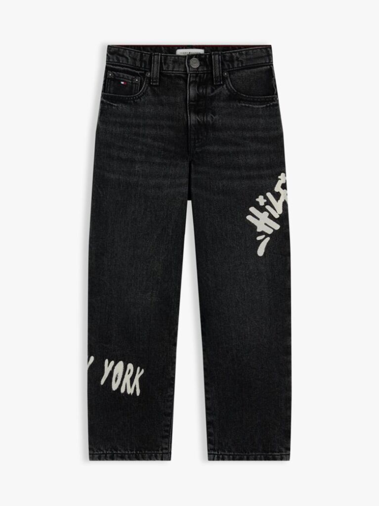 Denim Print Loose Relaxed Black Jeans  Boys