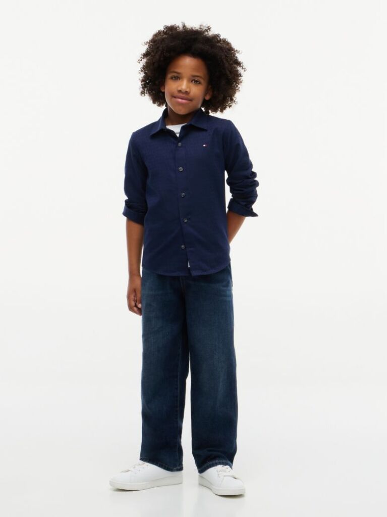 Blue Regular Fit Jacquard Shirt  Boys