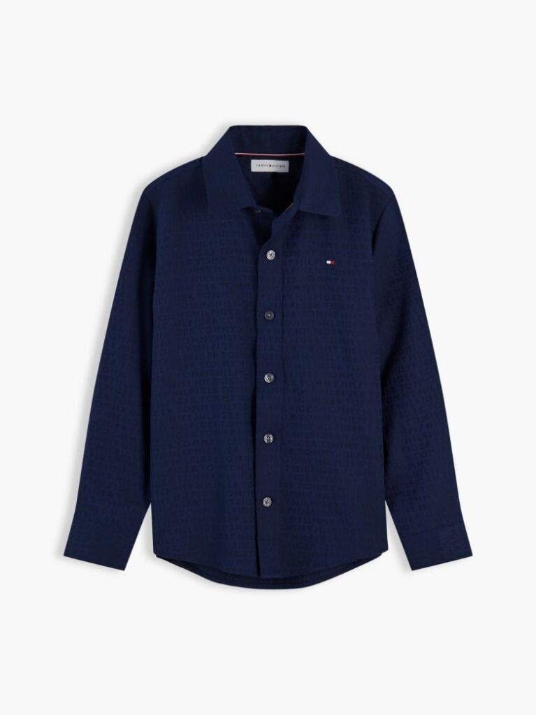 Blue Regular Fit Jacquard Shirt  Boys