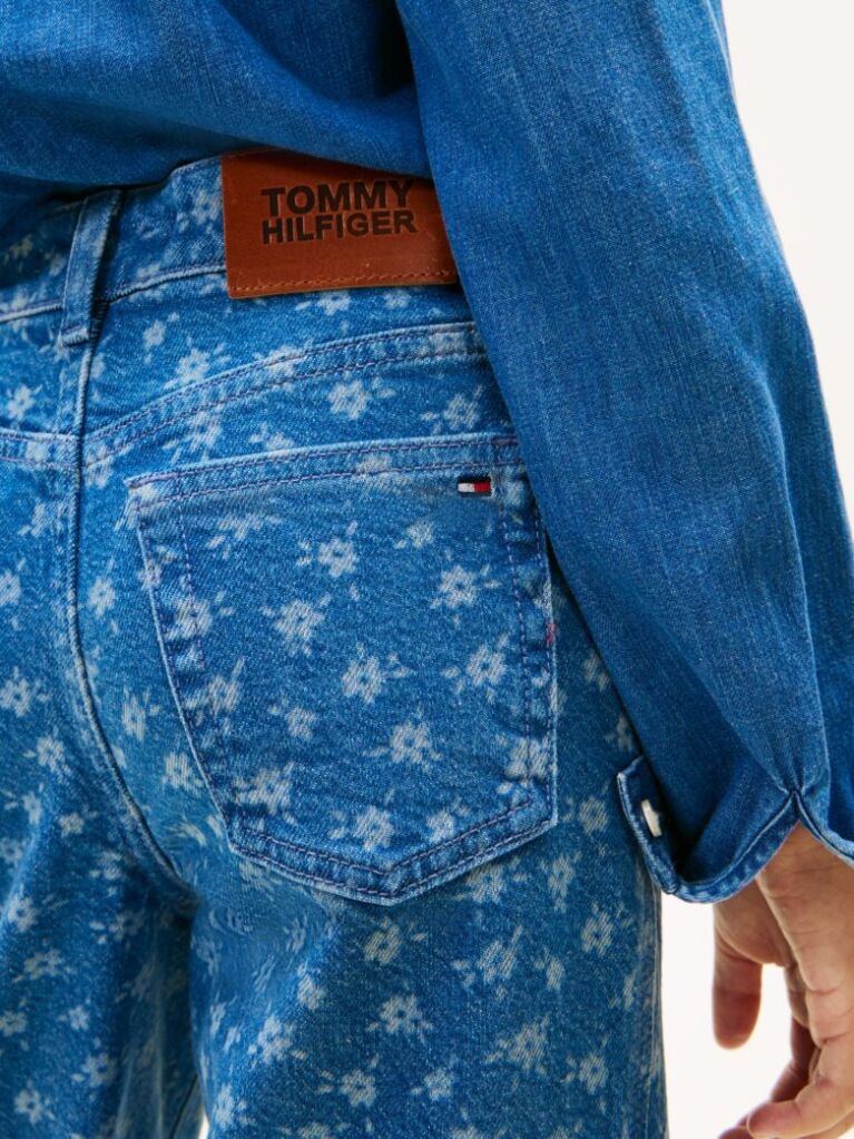 Denim Denim Overshirt with Floral Print and Relaxed Fit  Girls