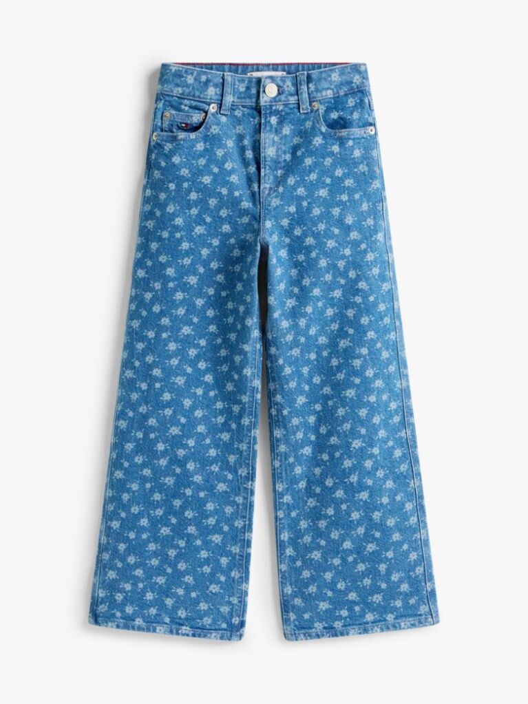 Denim Denim Overshirt with Floral Print and Relaxed Fit  Girls