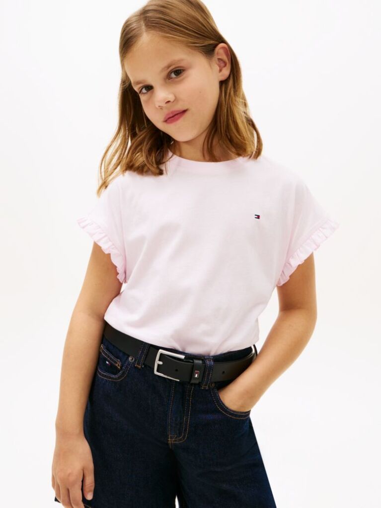 Pink Essential Ruffle Cuff Relaxed Top  Girls