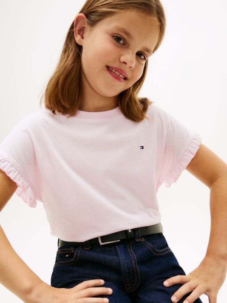 Pink Essential Ruffle Cuff Relaxed Top  Girls
