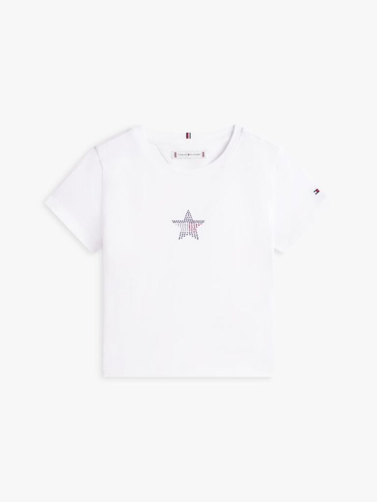 White Extra Slim Star Flag T-Shirt  Girls