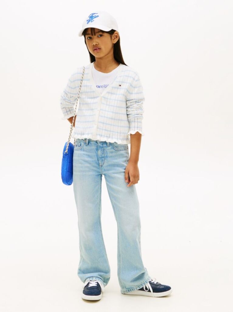 Blue Distressed Flared Leg Jeans  Girls