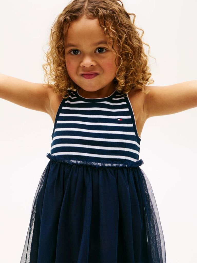 Multi Tulle Sleeveless Fit And Flare Dress  Girls