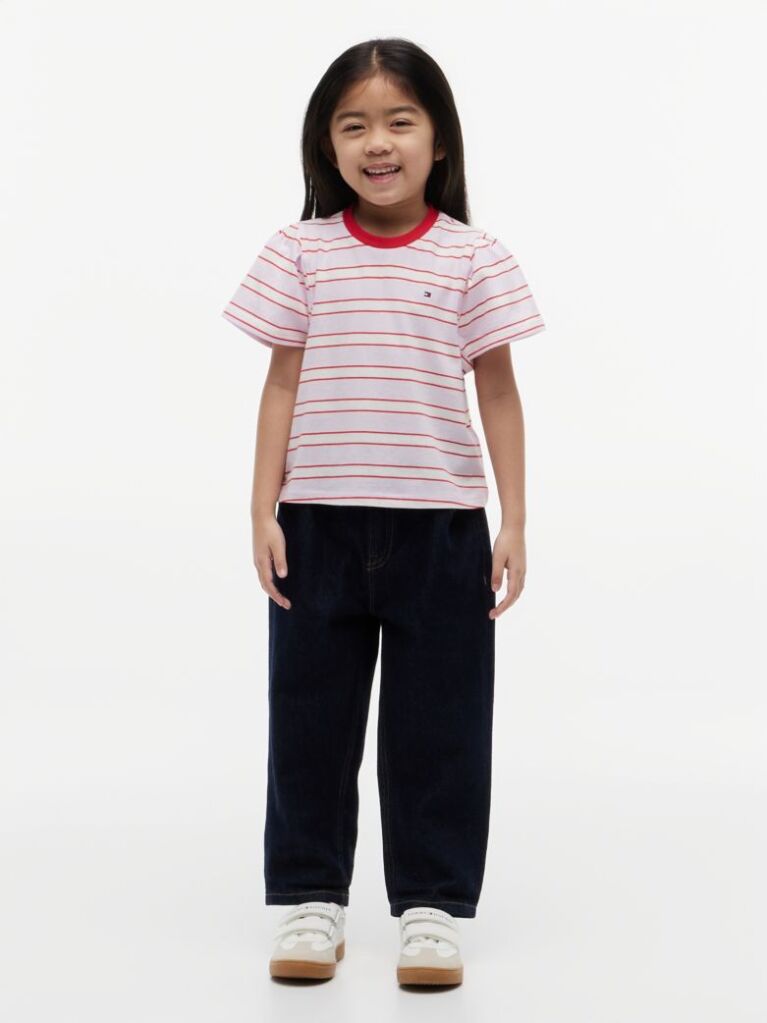 Multi Stripe Relaxed Jersey Crew Neck Top  Girls