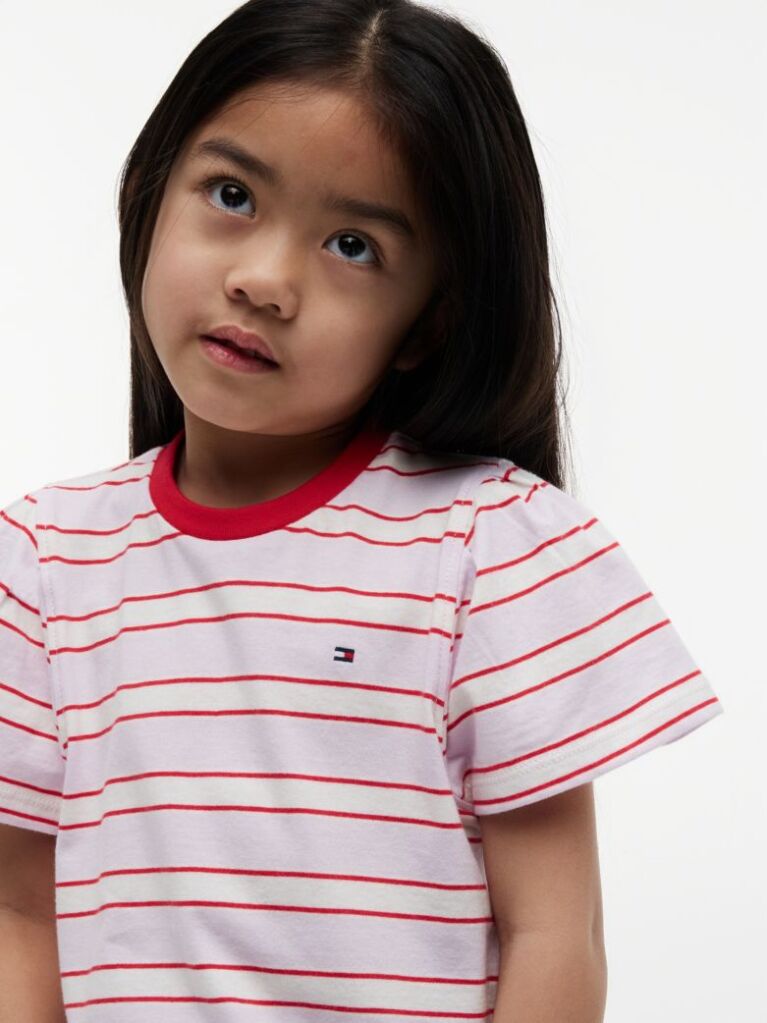 Multi Stripe Relaxed Jersey Crew Neck Top  Girls