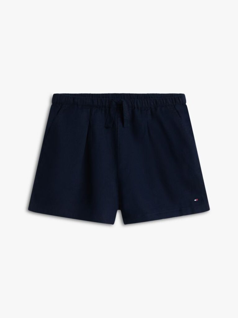 Blue Mercerised Linen Blend Wide Leg Shorts  Girls