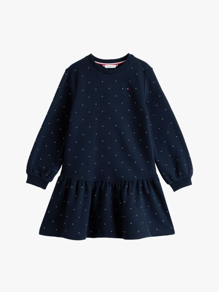 Blue Festive Stud Relaxed Fleece Skater Dress  Girls