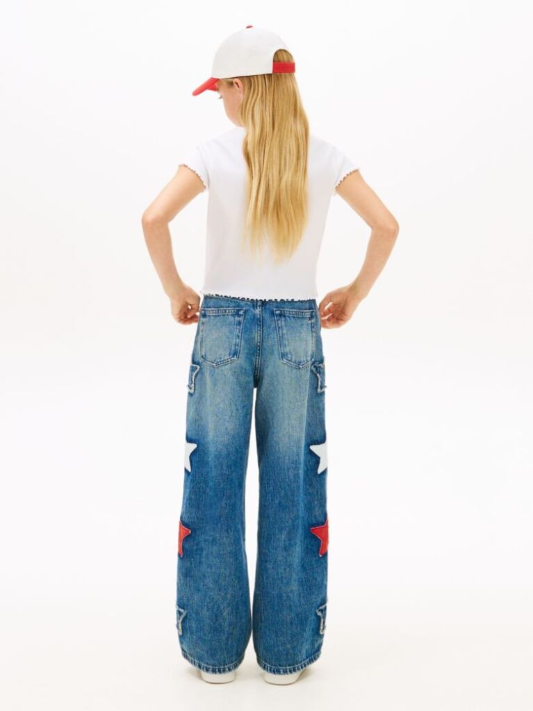 White Star Flag Embroidery Extra Slim Top  Girls