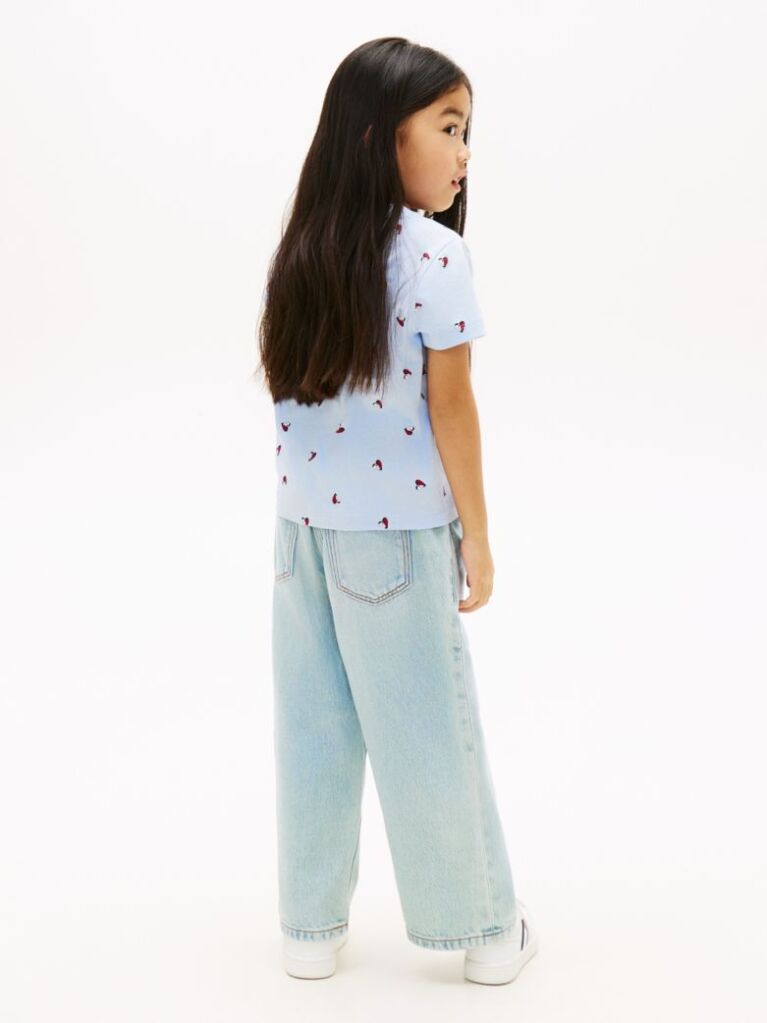 Blue Smiley Heart Flag Print T-Shirt  Girls