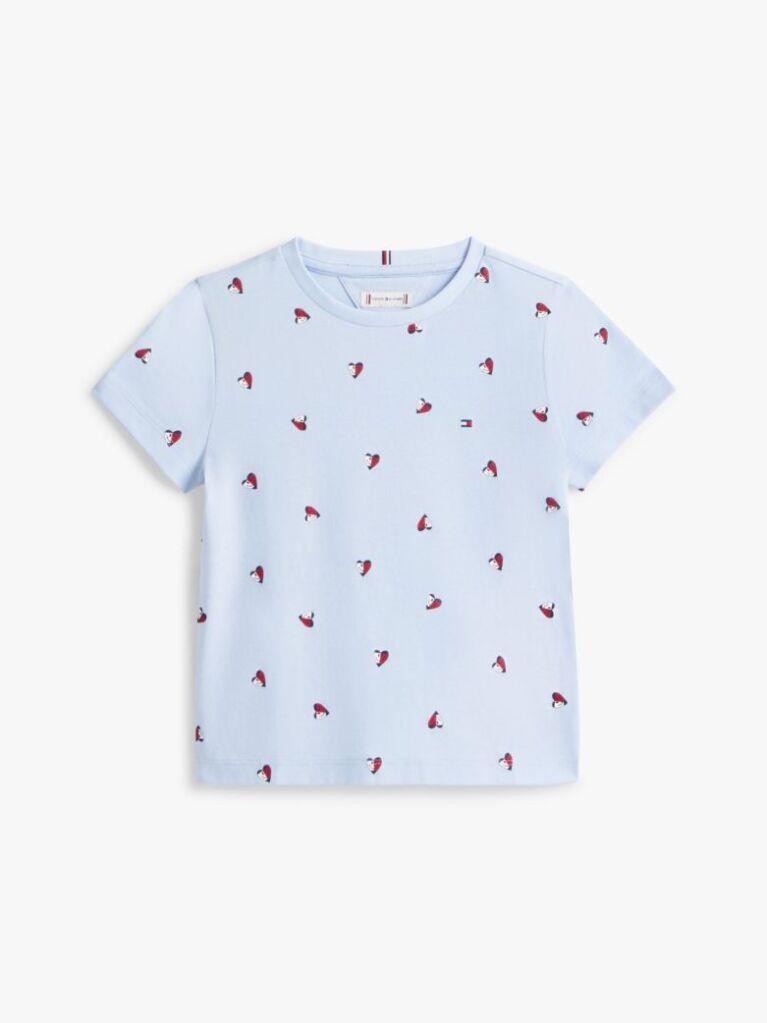 Blue Smiley Heart Flag Print T-Shirt  Girls