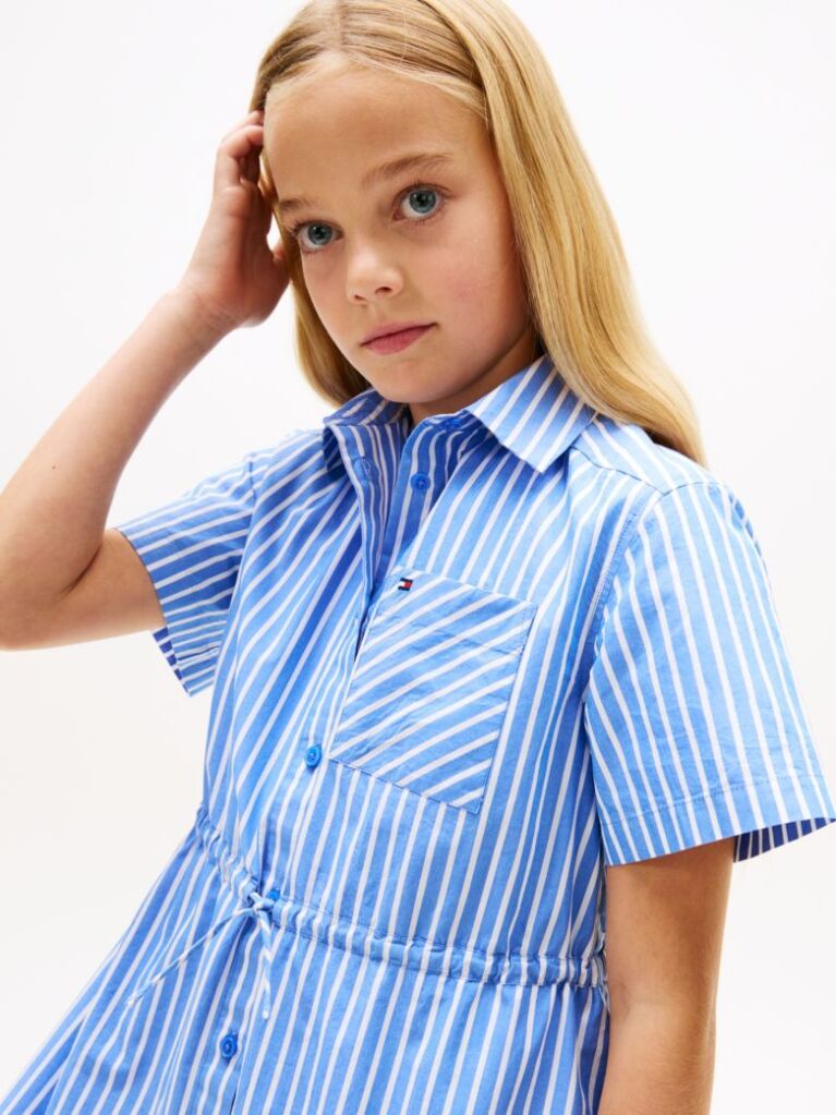 Multi Stripe Poplin Shirt Dress  Girls