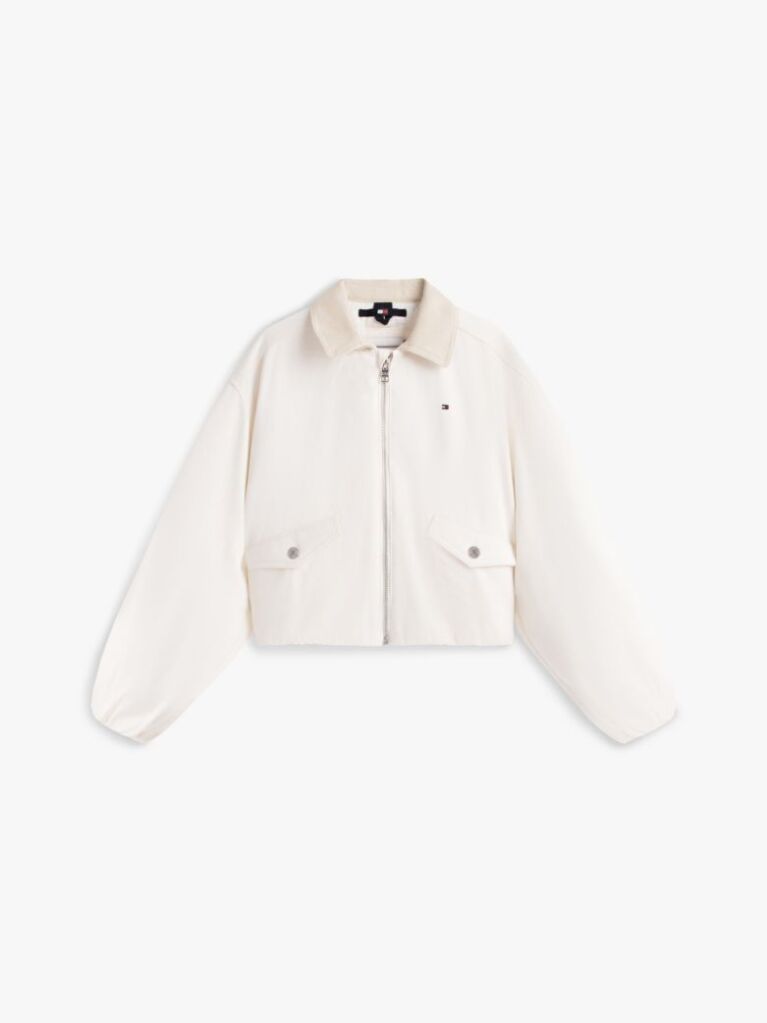 Beige Textured Back Logo Relaxed Jacket  Girls