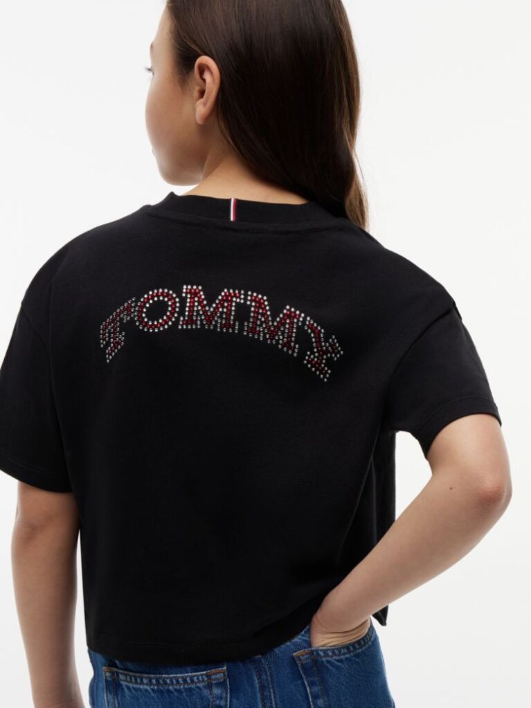 Black Rhinestone Jersey T-Shirt  Girls