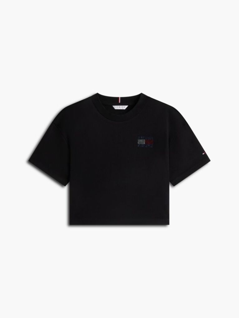 Black Rhinestone Jersey T-Shirt  Girls