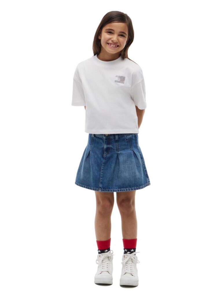 White Rhinestone Jersey T-Shirt  Girls
