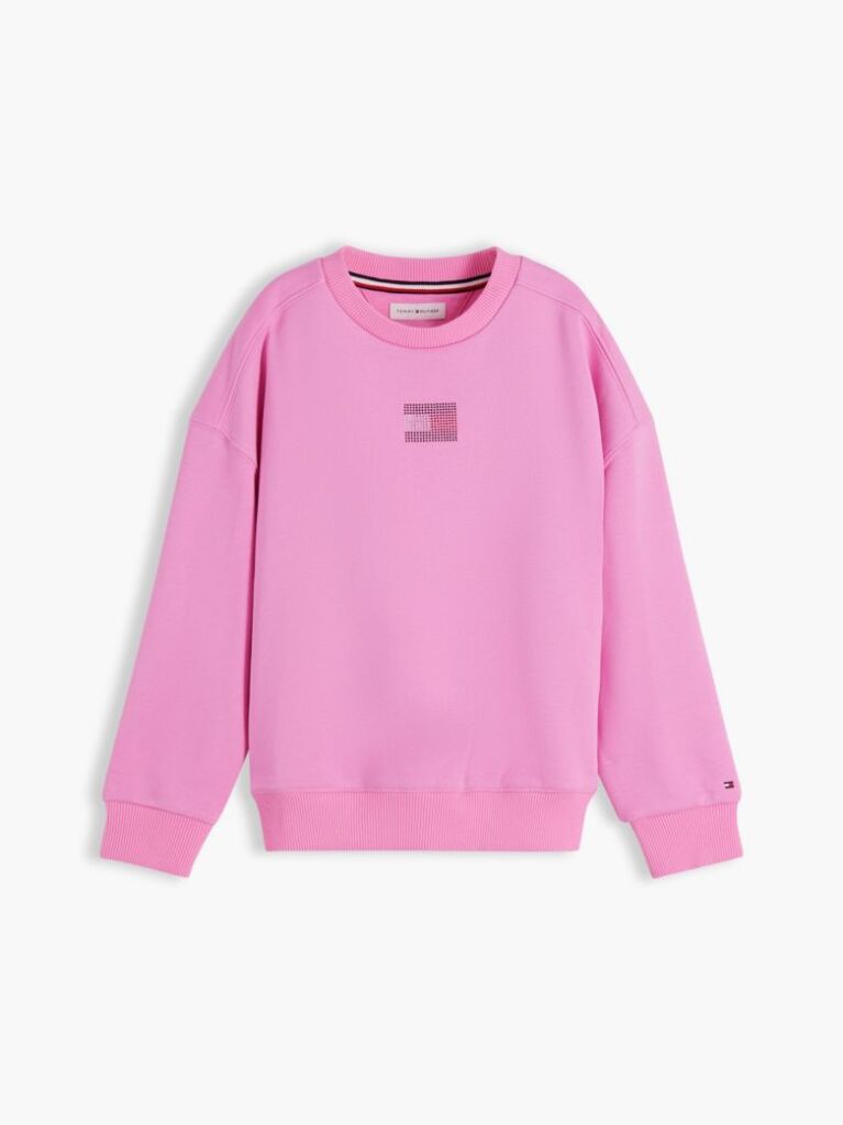 Pink Rhinestone Crew Neck Sweatshirt  Girls