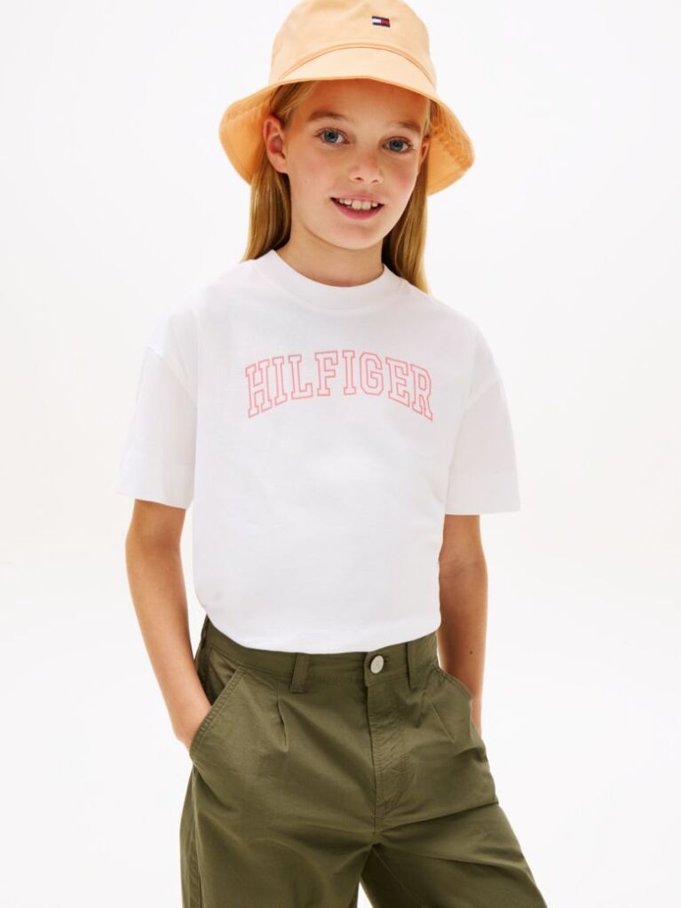 White Logo Jersey Crew Neck T-Shirt  Girls