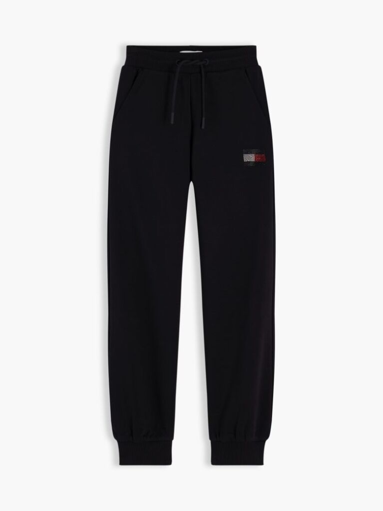 Black Rhinestone Relaxed Terry Joggers  Girls