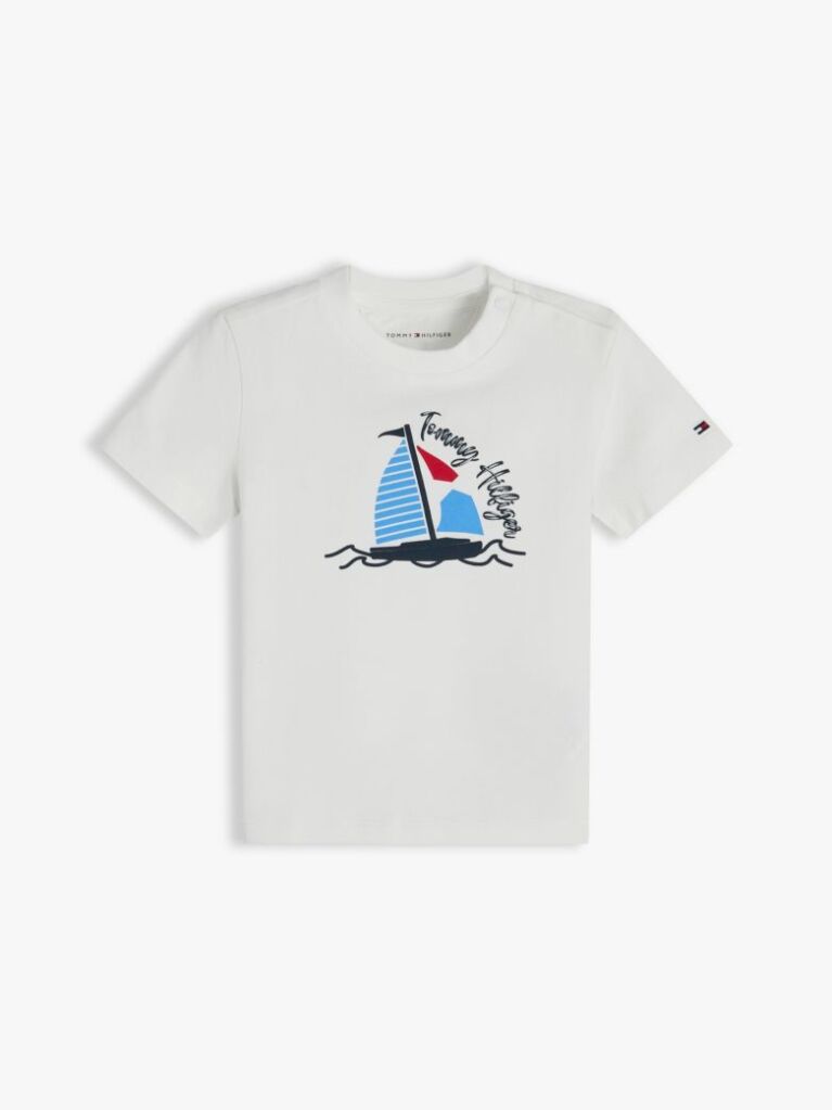 White Boat Graphic Peached T-Shirt  Newborn