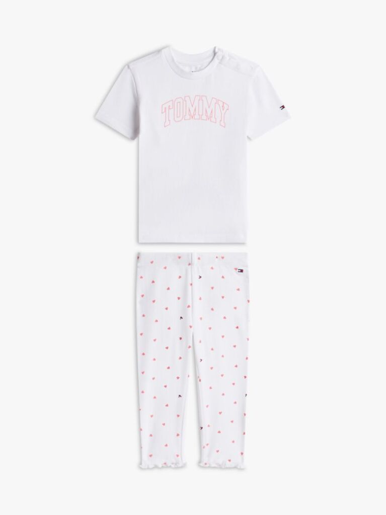White Pointelle Print T-Shirt And Leggings Set  Newborn