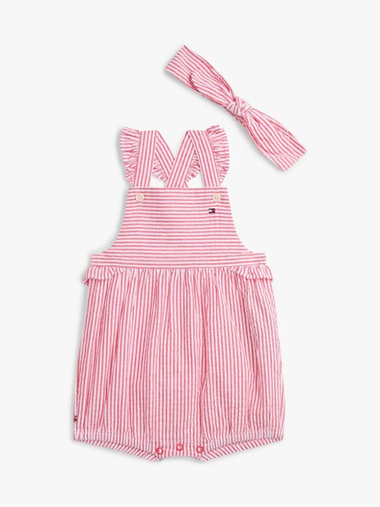 Multi Seersucker Shortall And Headband Gift Box  Newborn