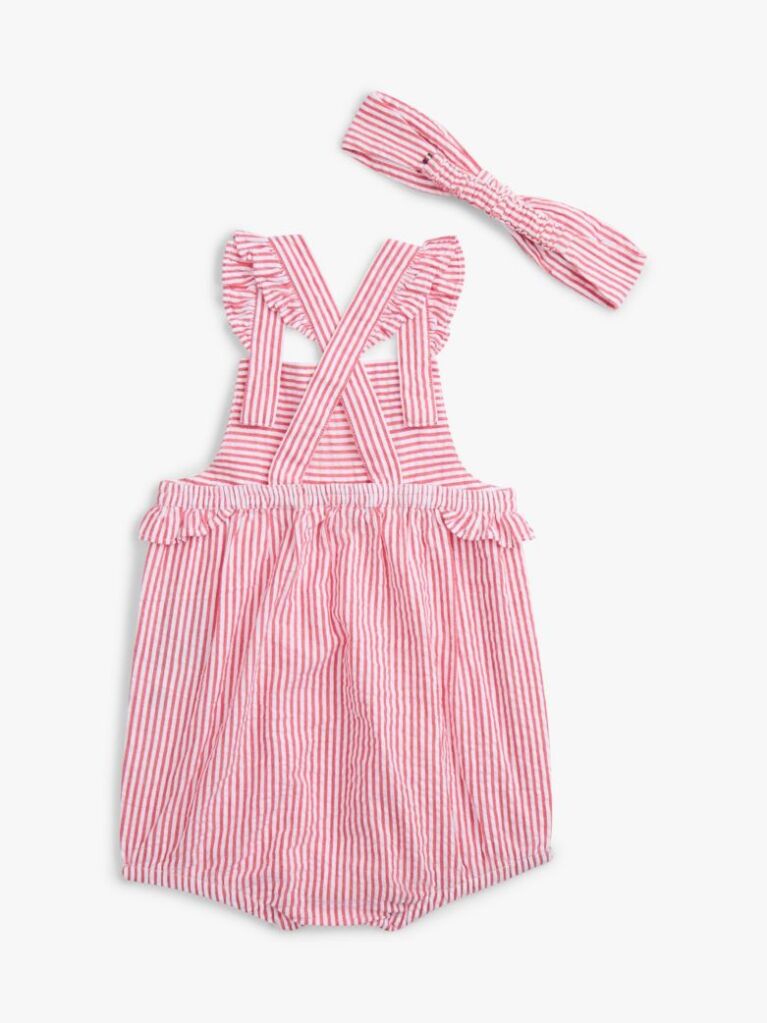 Multi Seersucker Shortall And Headband Gift Box  Newborn