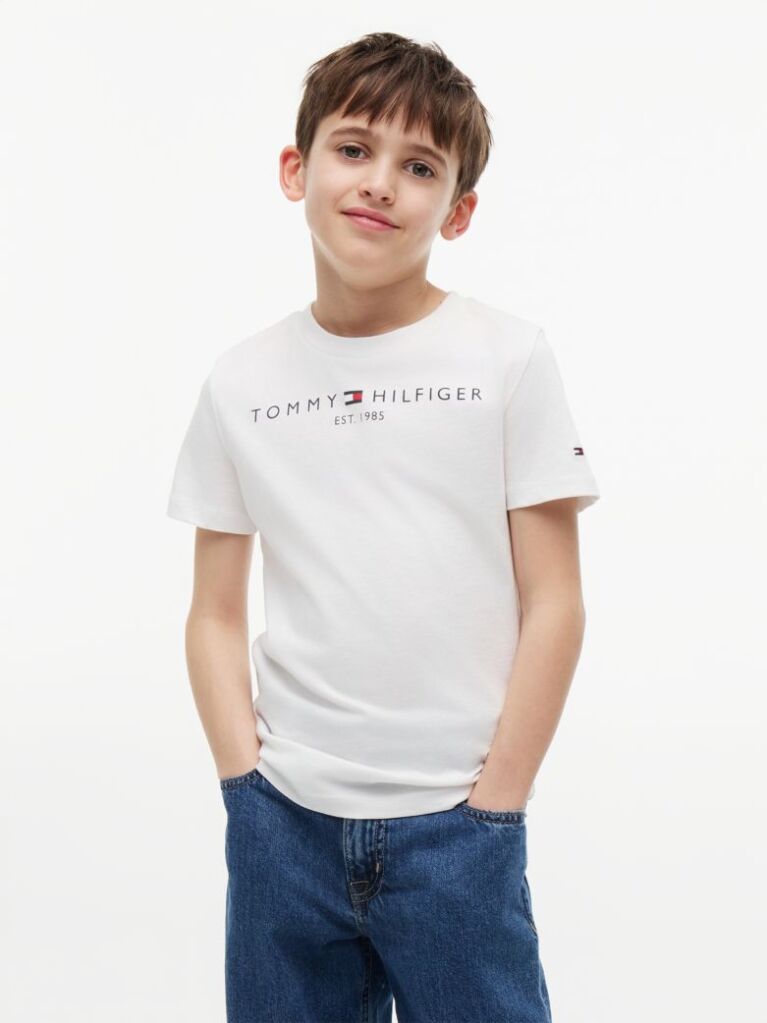 White Essential Organic Cotton Logo T-Shirt  Kids Unisex
