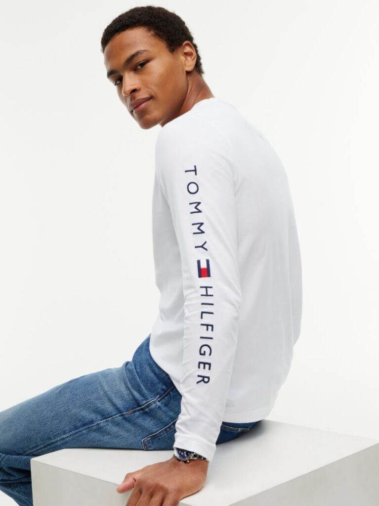 White Long Sleeve Slim Fit T-Shirt  Men
