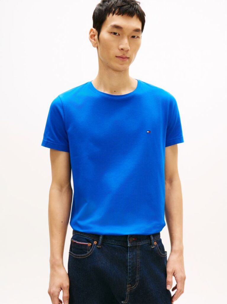 Blue Flag Embroidery Slim Fit T-Shirt  Men