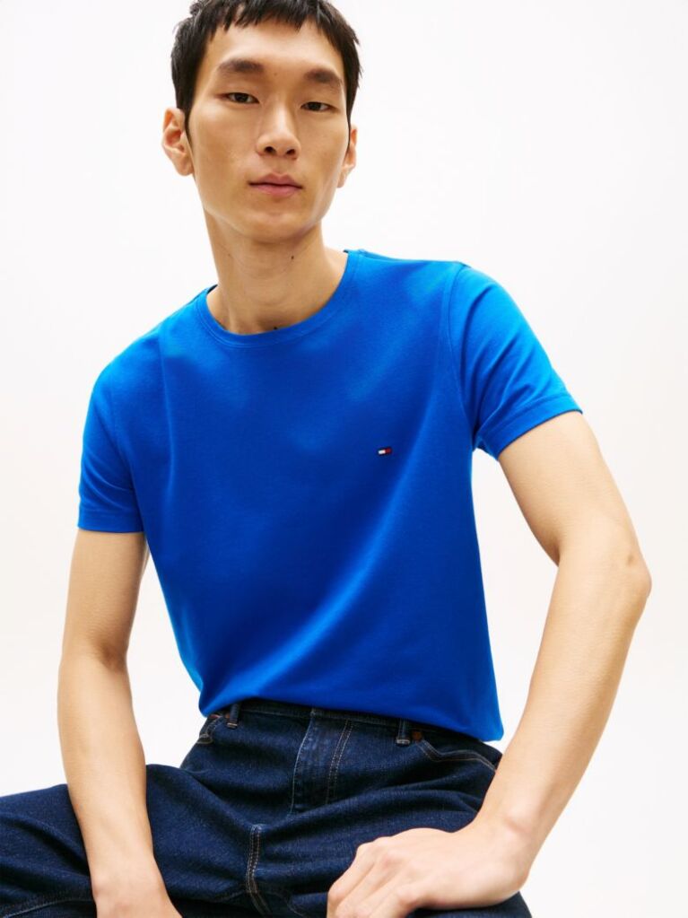 Blue Flag Embroidery Slim Fit T-Shirt  Men