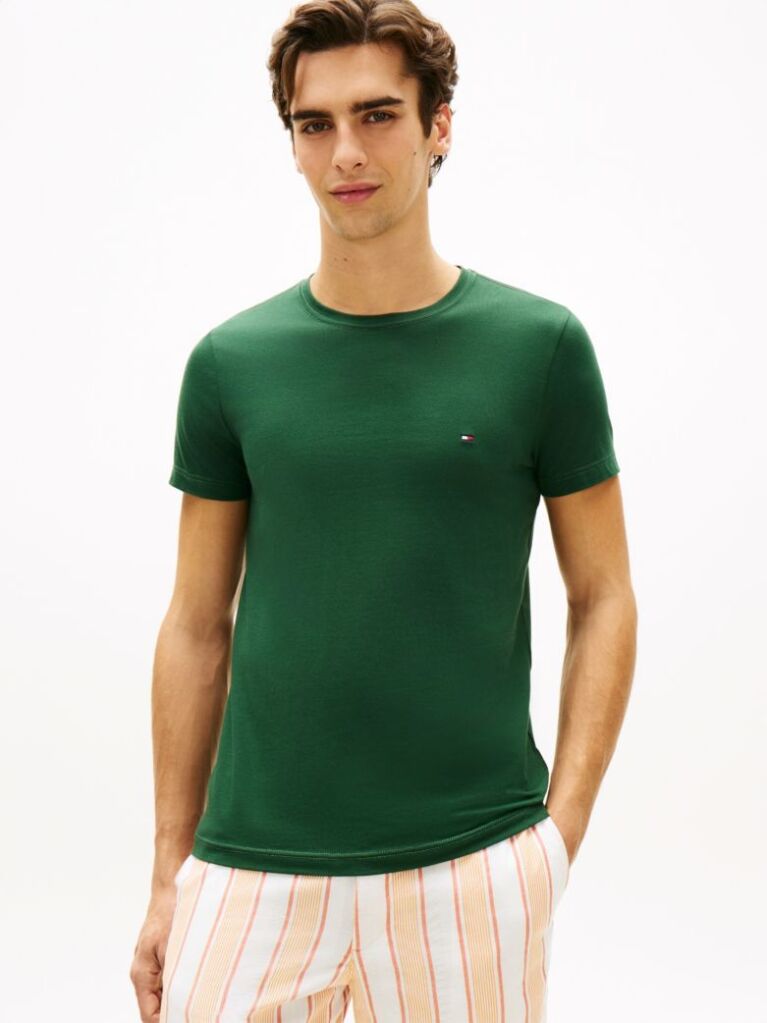 Green Flag Embroidery Slim Fit T-Shirt  Men