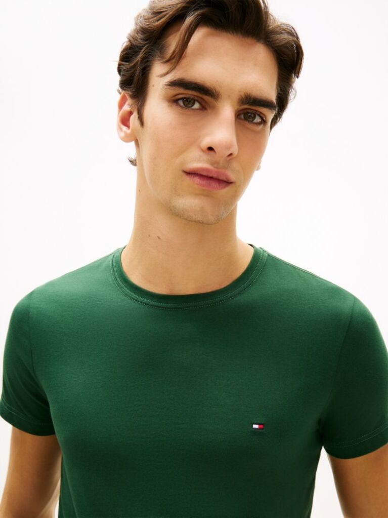 Green Flag Embroidery Slim Fit T-Shirt  Men